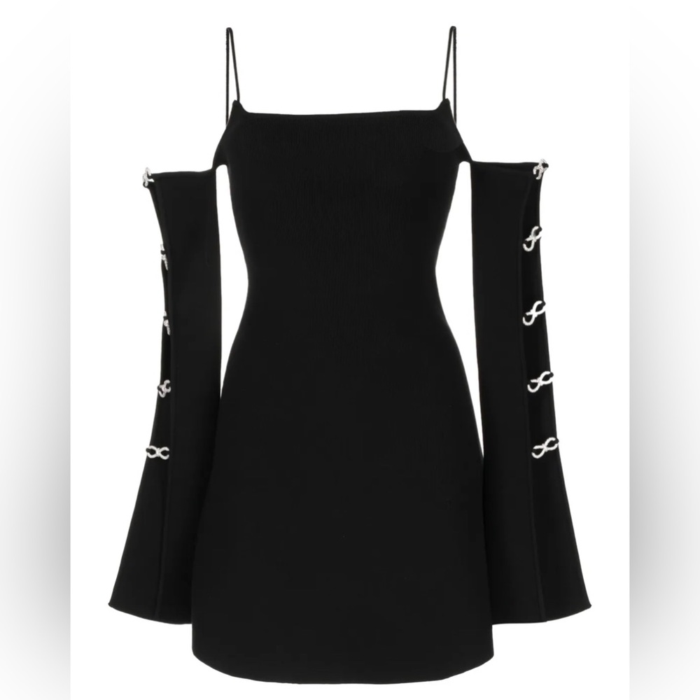 Mach & Mach Amelie Crystal sleeve cut off mini dress